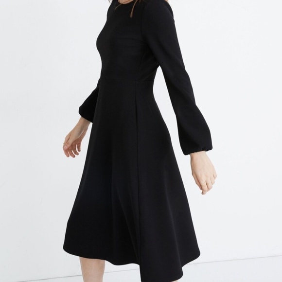 EUC Madewell Texture & Thread Crepe Midi Black Dress Size Small - Picture 1 of 9